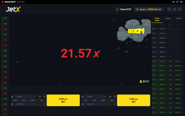 Gameplay de JetX - Avion explosé dans l'espace